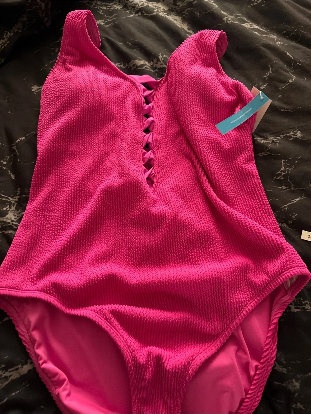 Bleu Rod Beattie Hot Pink Lace-Up One-Piece Swimsuit - Picture 5 of 5